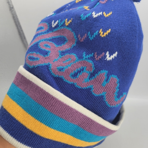 New L.L. Bean Multicolor Vintage Style Retro Beanie OS Pompom Rainbow Unisex - Picture 6 of 9